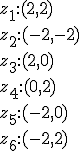 z_1 : (2,2) \\z_2 : (-2,-2) \\z_3 : (2,0) \\z_4 : (0,2) \\z_5 : (-2,0) \\z_6 : (-2,2)